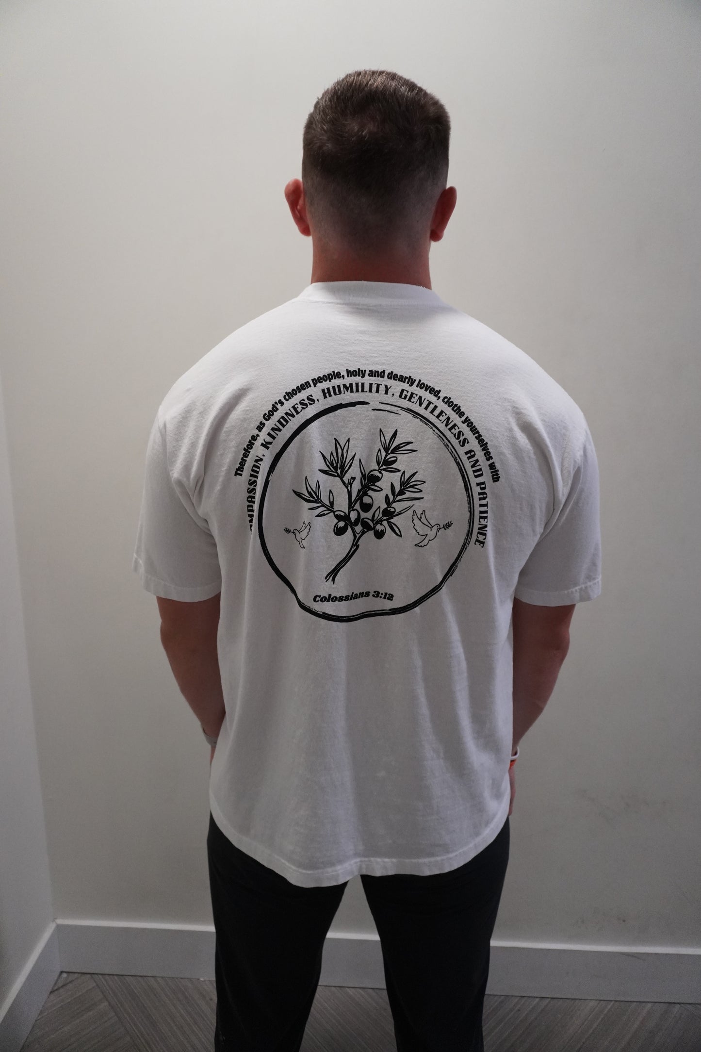 Colossians 3:12 White Tee - DP #001