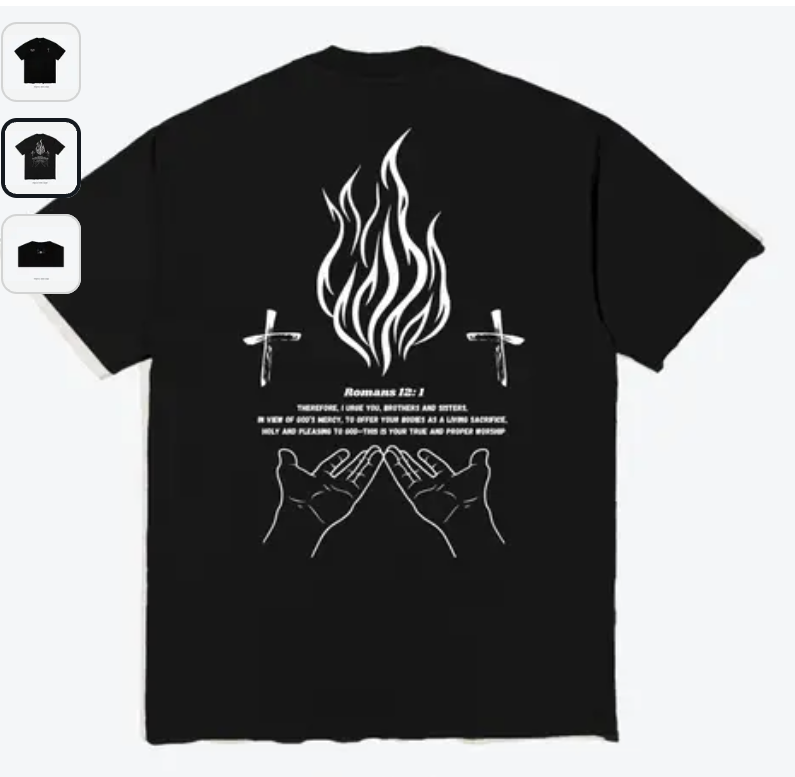Romans 12:1 Black Tee – DP #002