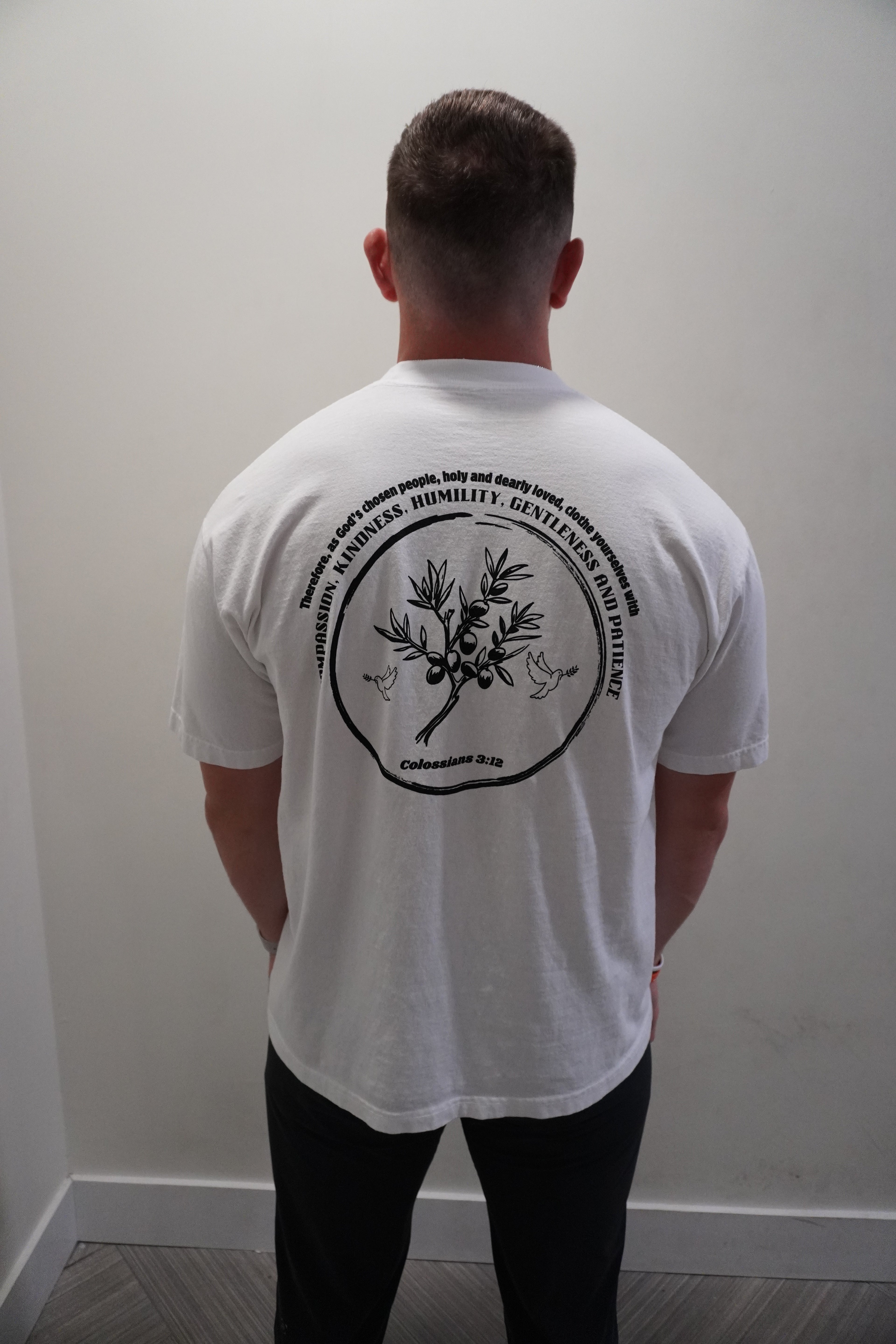 Colossians 3:12 White Tee - DP #001