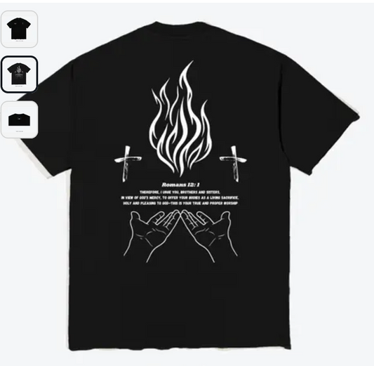 Romans 12:1 Black Tee – DP #002